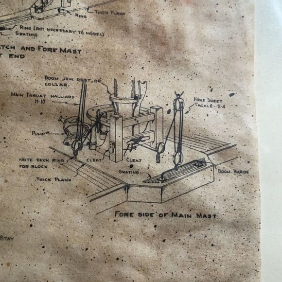 Vintage Antique Framed Blueprint Schooner Elsie Out of Gloucester, Mass. 1910 - Picture 7 of 16